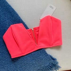 Tobi Neon Pink Wired Bralette with Gold Zipper